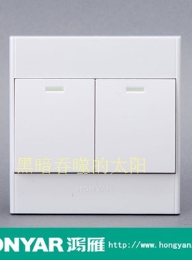 鸿雁开关插座美居G二位开关/二开双控带荧光开关/G86K22Y10B