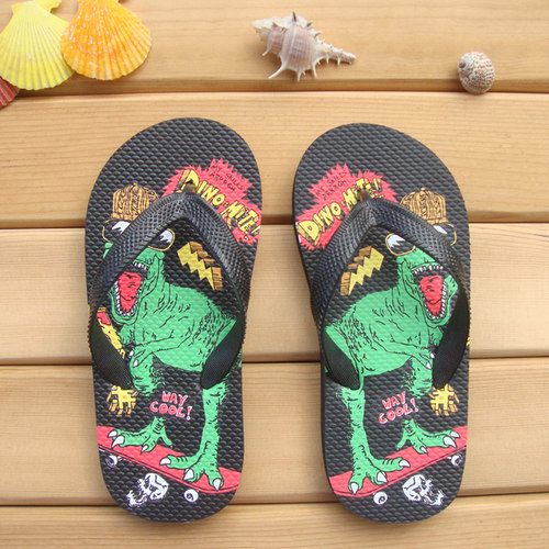 夏季男童人字夹趾搞怪恐龙凉拖
