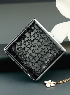 包邮正品双枪 超薄烟盒 香菸盒子 20支装石头纹 时尚烟夹自动