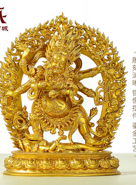 精工铜六臂玛哈嘎拉铜像摆件