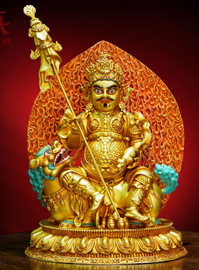 全鎏金财宝天王铜像摆件