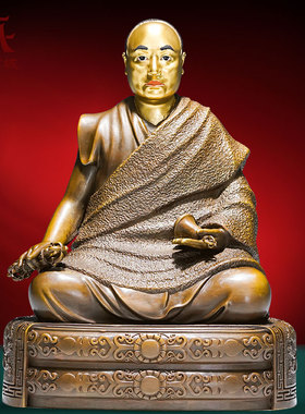 仿古雕花拉隆贝多吉铜像摆件