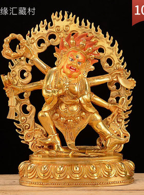 鎏金六臂玛哈嘎拉摆件大黑天铜像