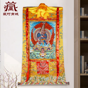 《八大法行黑努嘎》矿物颜料唐卡室内家用客厅墙壁装饰画像