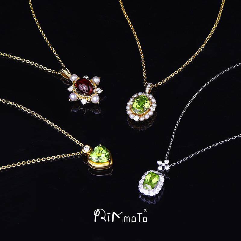 Rimmoto18k金橄榄石石榴石吊坠