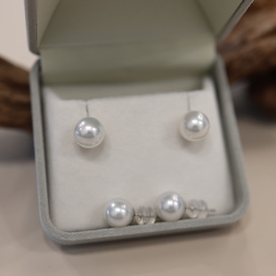 年货节 白18k金海水澳白耳钉 直播专拍退改