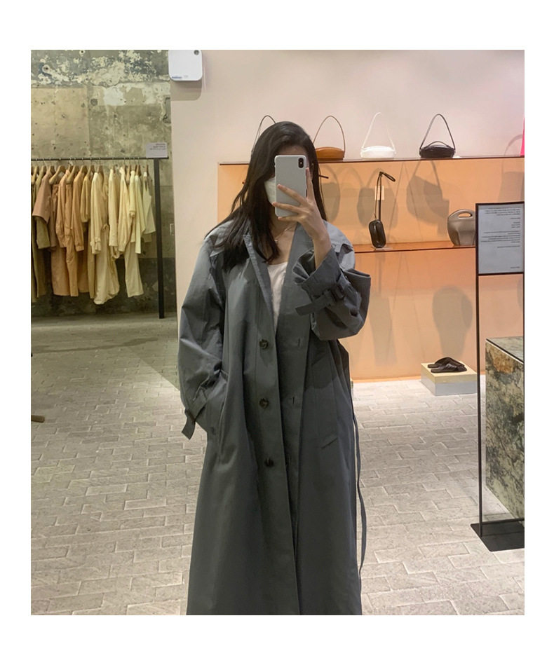 틈새 LOW CLASSIC 랩 디자인 벨트 롱 루즈 실루엣 윈드 브레이커 라펠 봄 가을 여성 자켓