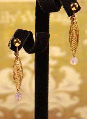 Vintage西洋古董中古首饰品皇冠TRIFARI镀金独特复古耳环耳夹耳环