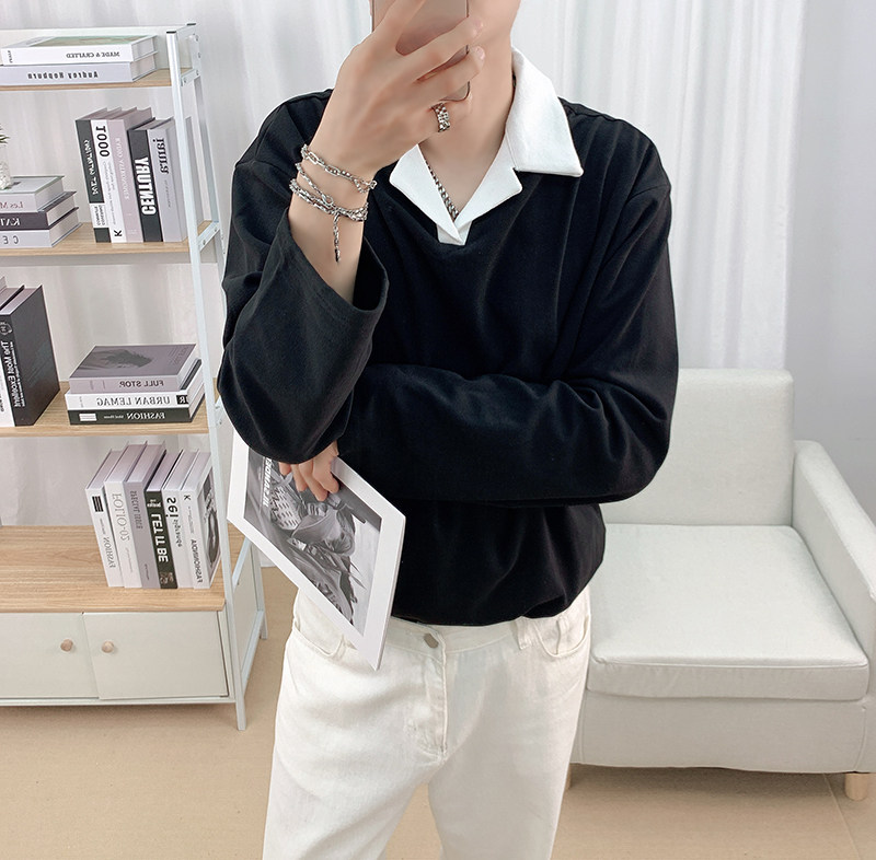 610A-3-TX010-P59秋季男士polo衫长袖t恤上衣翻领宽松潮流衣服,男装Polo衫,星座610A-3（原钱塘4015)