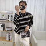 610A-3-TX199-P58春秋款条纹长袖T恤男宽松圆领打底衫韩版内搭上，男装T恤，星座610A-3（原钱塘4015)