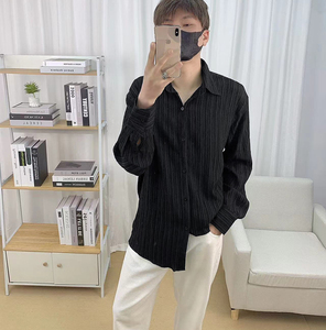 610A-3-CS204-P58高级感衬衫男长袖褶皱夏季薄款英伦风雅痞内搭图片
