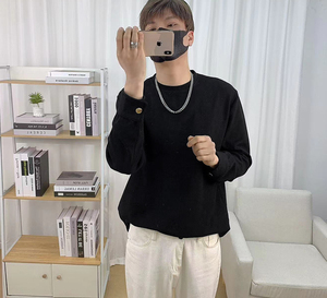 610A-3-TX200-P63纯黑色新款纯棉男T恤图片