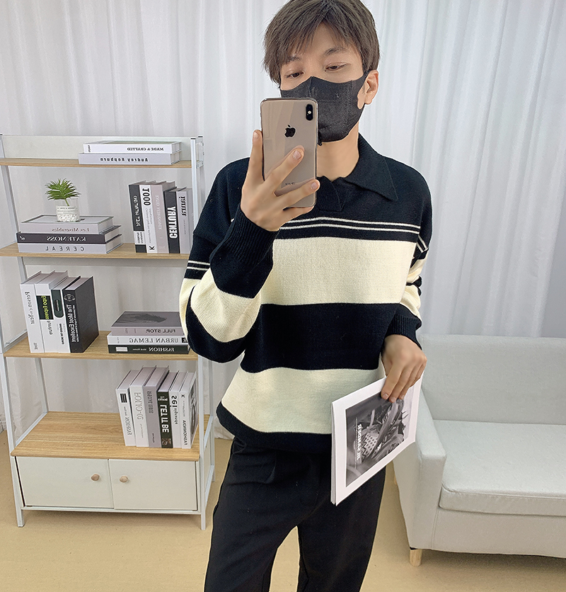 韩版条纹男士针织衫翻领毛衣610A-MY188-P78，男装针织衫/毛衣，星座610A-3（原钱塘4015)