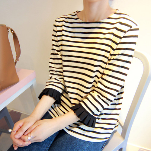 内搭上衣女百搭韩版春秋季横条纹