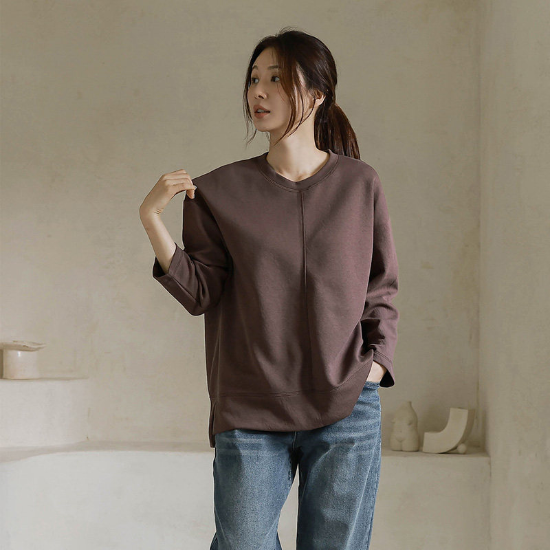 全棉宽松休闲长袖t恤女文艺百搭简约纯色卫衣2025春秋新款打底衫,女装/女士精品,卫衣/绒衫,淘宝优惠券,粉丝福利购,淘宝优惠卷