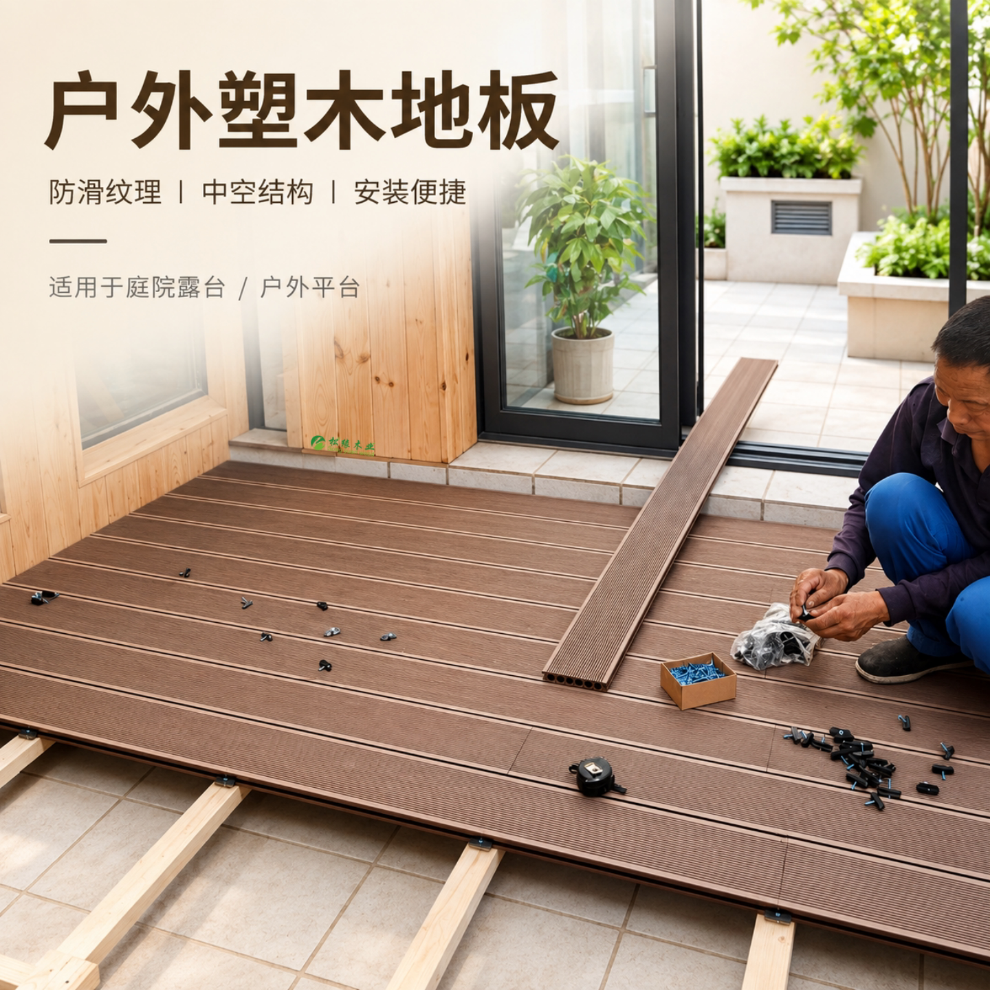 塑木地板压花共挤免维护工厂直销图片