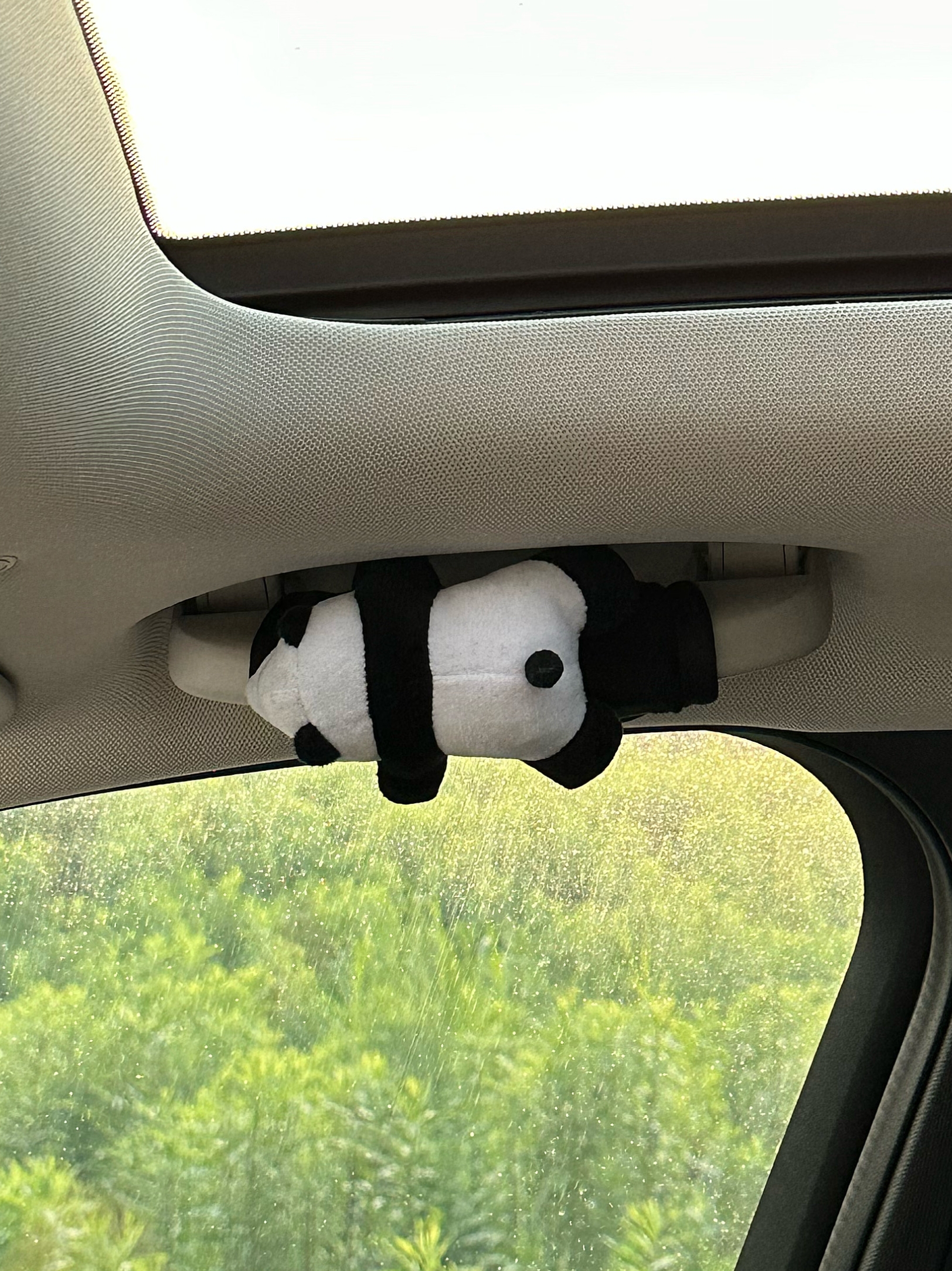 汽车顶拉把车套可爱熊猫车饰汽车男女通用手刹套车内门把手保护套