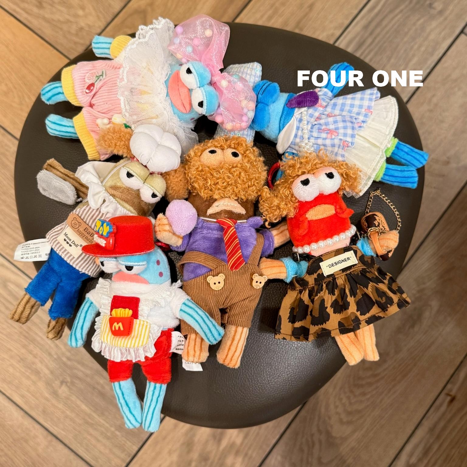 比奇堡居民ins风潮酷穿海绵宝宝搭毛绒玩偶手办摆件车载挂件卡通