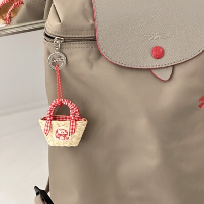 原创手工迷你蘑菇草编菜篮子车挂小摆件创意包包挂饰可爱女生礼物