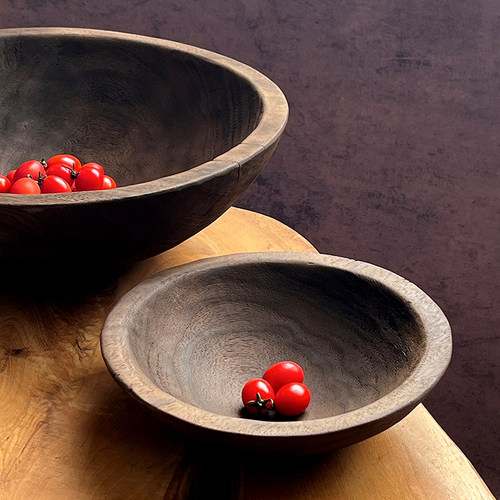 超大号侘寂风实木果盘复古果盆