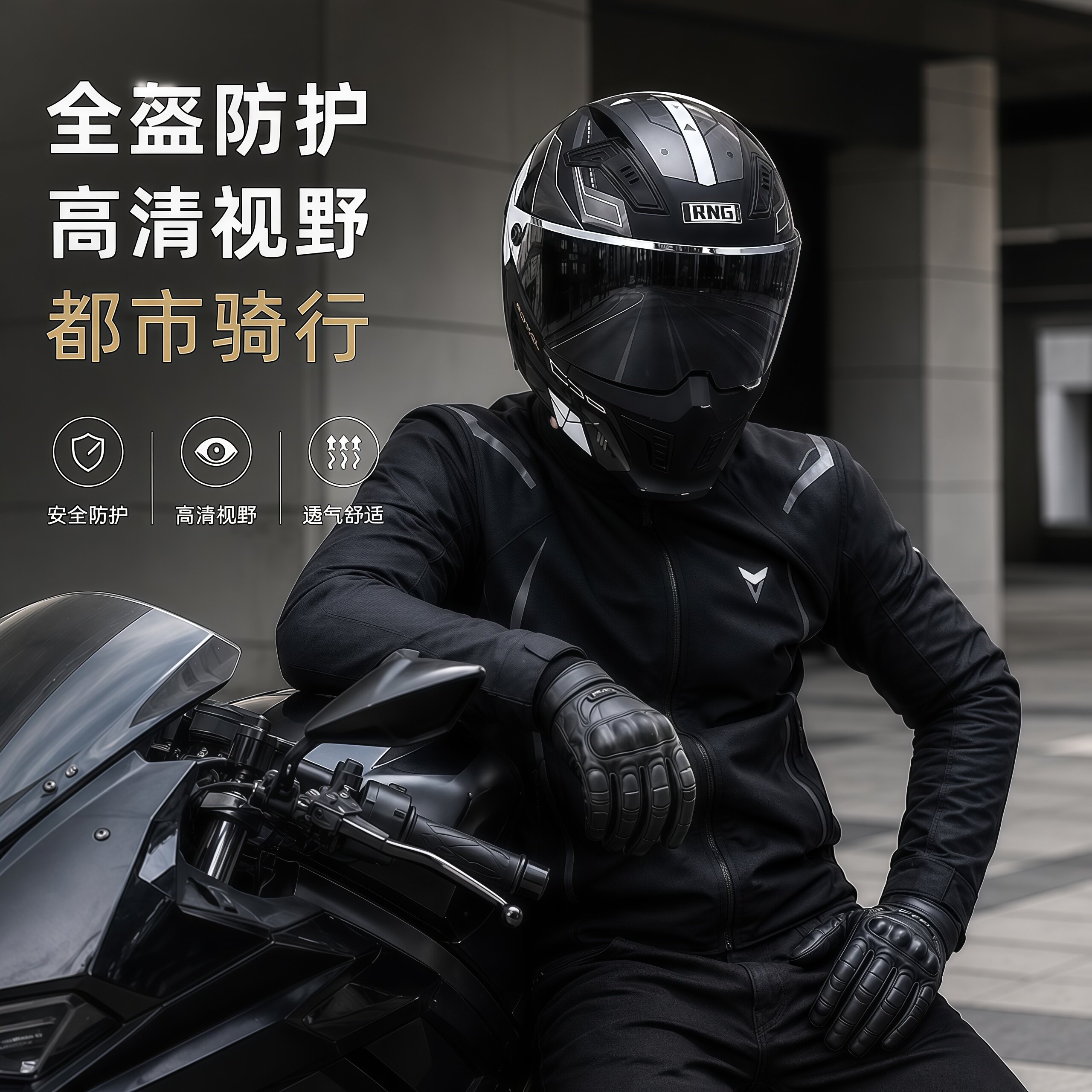 RNG摩托车专用头盔3c认证四季通用带蓝牙耳机男士摩托车头盔蝎子