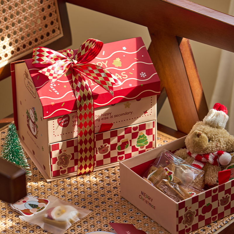2025圣诞节房屋包装盒年货烘焙糖果伴手礼饼干空盒礼品盒礼盒新年