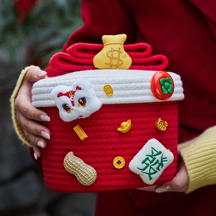 2026新年包装盒抱抱桶马年饼干礼品盒伴手礼糖果空盒子礼盒圣诞