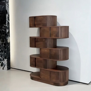 意式 斗柜全实木储物收纳柜 极简北美黑胡桃木六斗柜客厅创意设计款