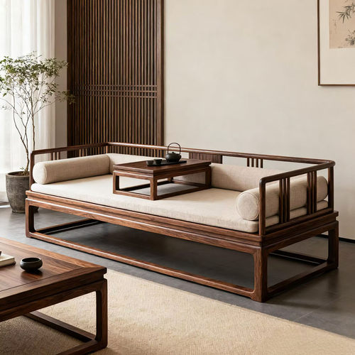 新中式实木罗汉床宋式美学贵妃榻