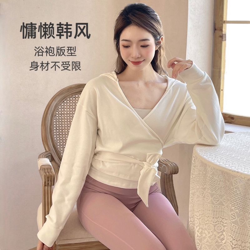 YEUNGSUKHAN浴袍式外套连帽绑带