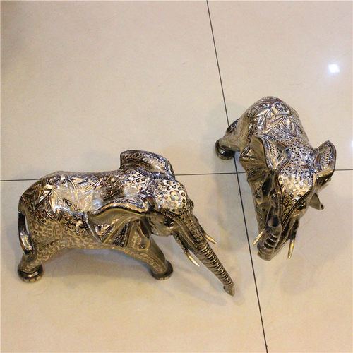 巴基斯坦铜器手工艺品铜雕聚财风水情侣大象乔迁结婚礼品BT631