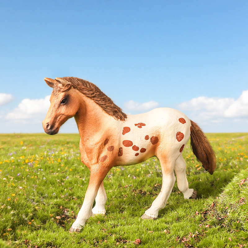 跨境儿童仿真模型玩具牧场马汗血阿帕卢萨马野马骏马实心认知摆件