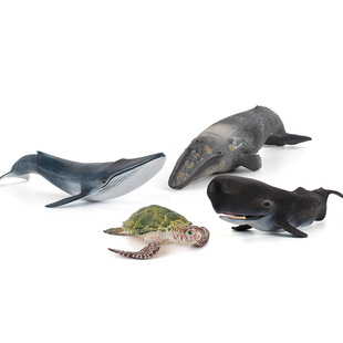 跨境儿童仿真蓝鲸灰鲸抹香鲸海龟模型玩具静态海洋动物套装摆件