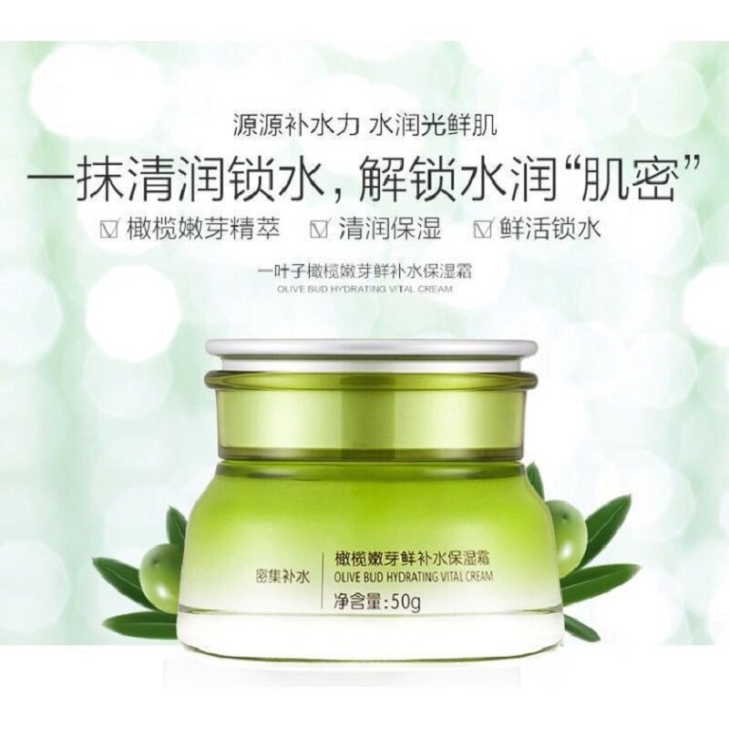 一叶子橄榄嫩芽鲜补水保湿霜50g舒缓嫩肤深层锁水滋润肌肤面霜