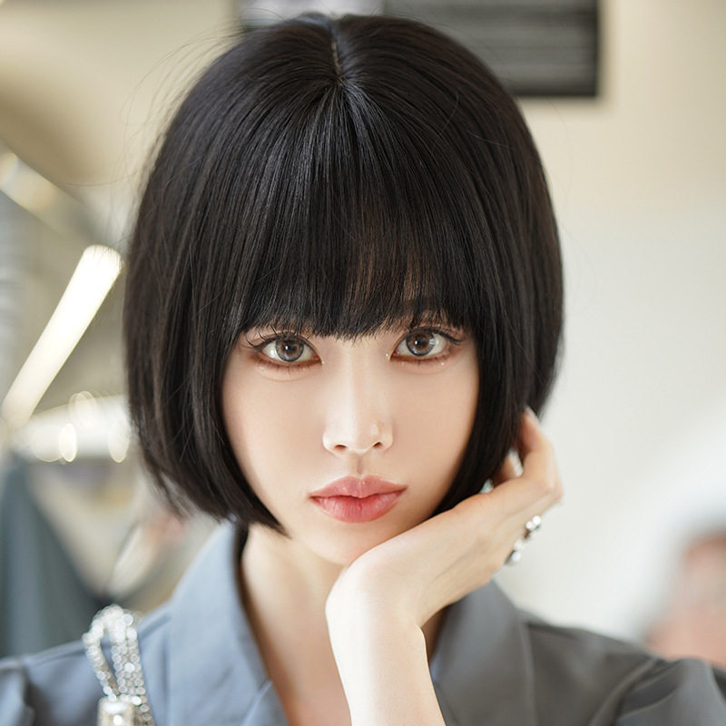韩式假发女齐刘海短发假发全头套自然修脸bobo波波头短直发