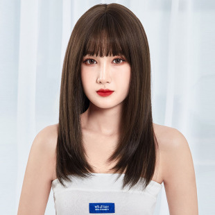 假发女发尾内扣层次感锁骨发假发套自然仿真中长发假发全头套wigs