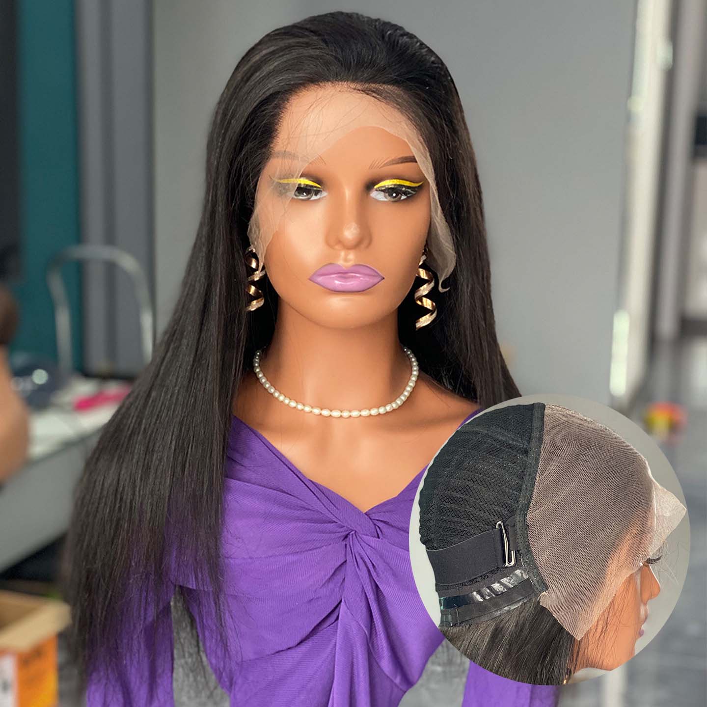黑色欧美假发女前蕾丝任意分缝长直发真发隐形Glueless lace wigs