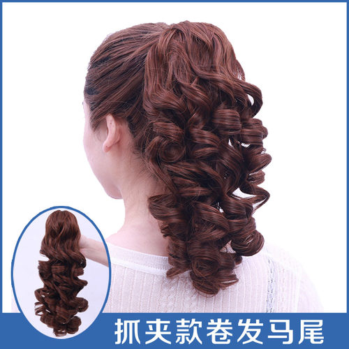 复古夹子短卷发假发马尾卷马尾