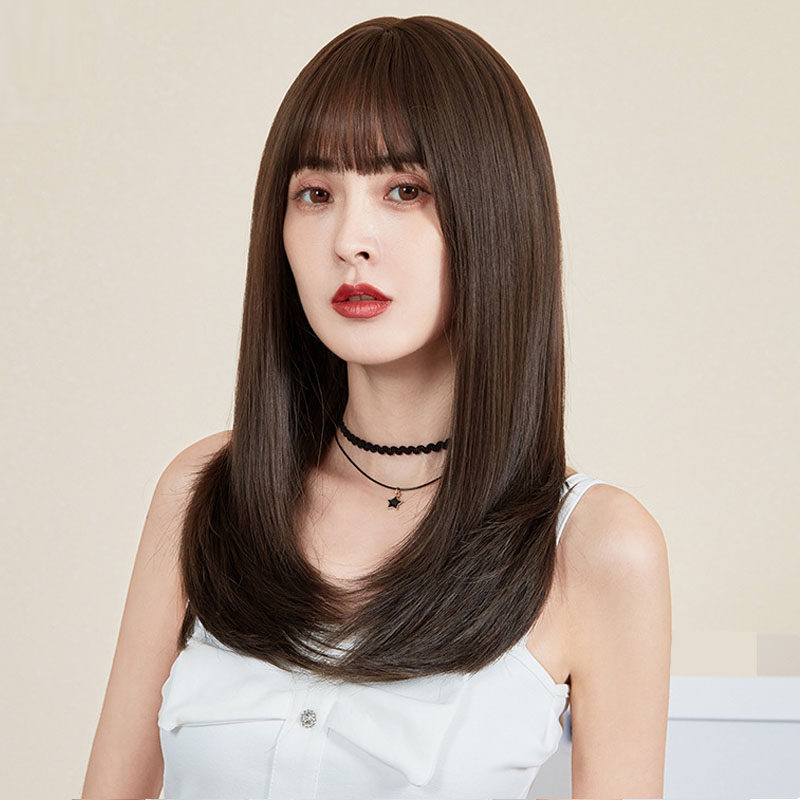 内扣中长发齐肩锁骨发假发套wigs