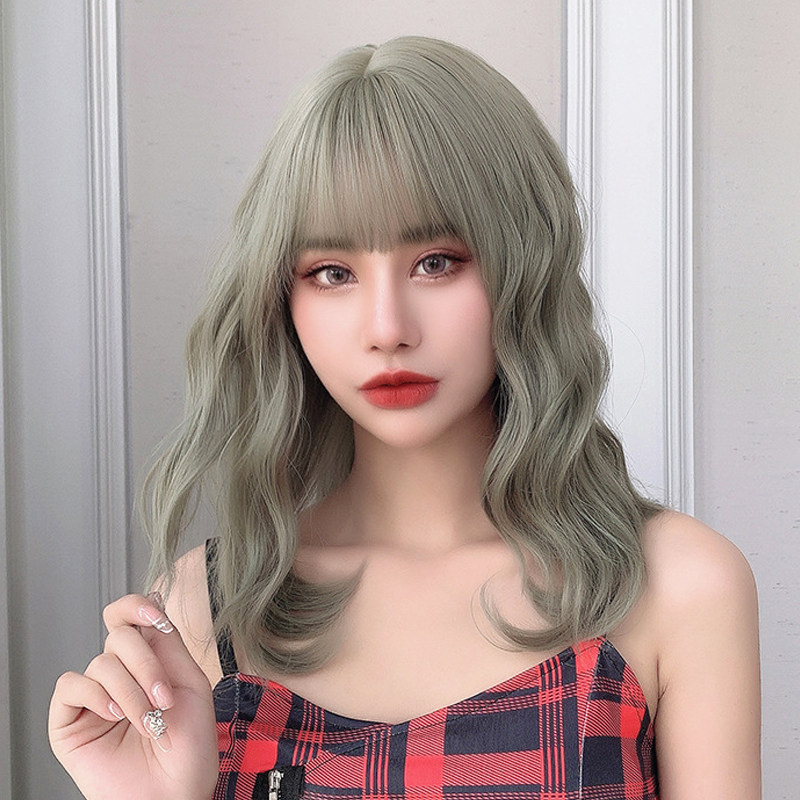 小红书推荐假发女空气刘海短卷发假发套蓬松自然羊毛卷锁骨发wigs