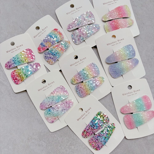 可爱彩虹色渐变发夹bb夹