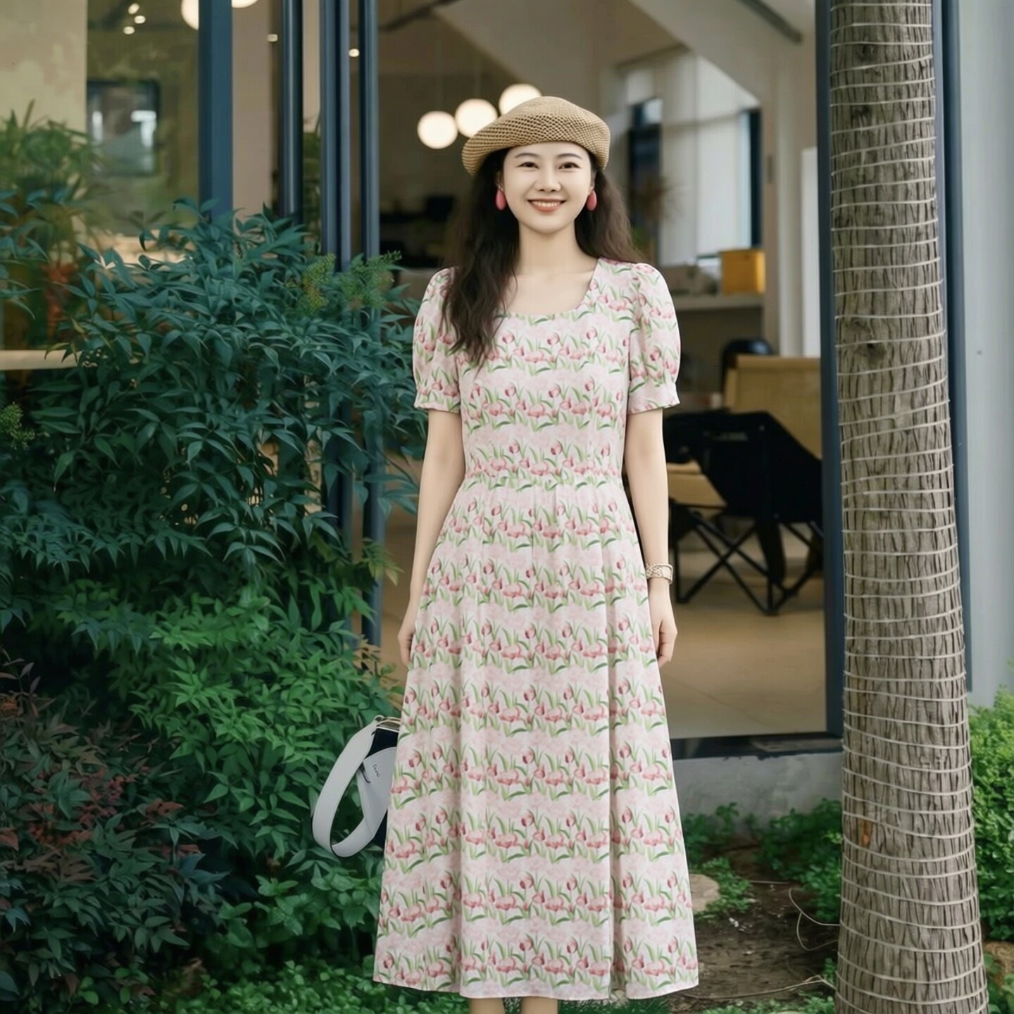 2026夏H海系列 衣佳人折扣女装 一字领 碎花 甜美雪纺连衣裙 3078