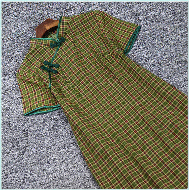 2023 XIACAN H 시리즈 YI JIAREN 할인 여성복 버클 체크 스타일 개선 치파오 드레스