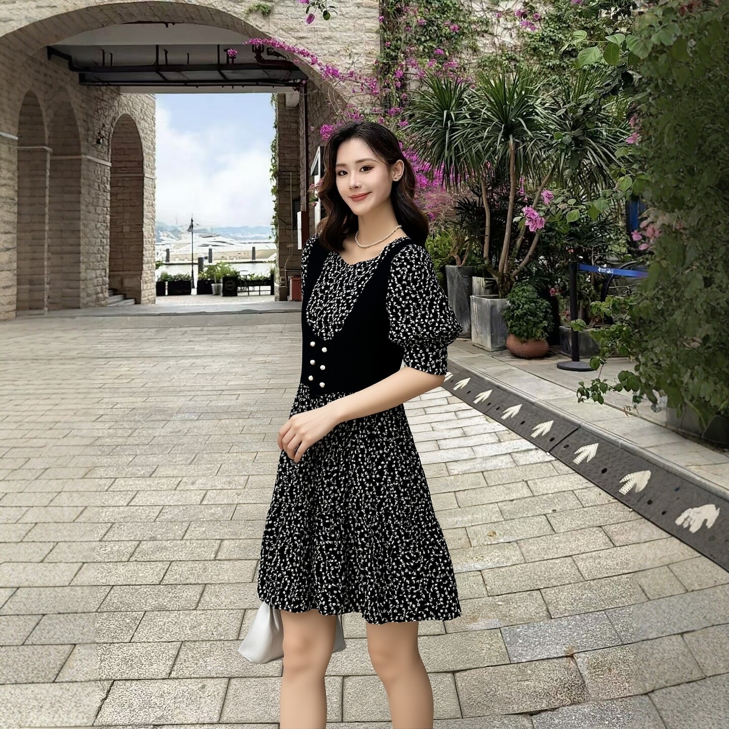 2026夏朵Y系列1 衣佳人折扣女装 碎花 假2件套雪纺连衣裙 7001