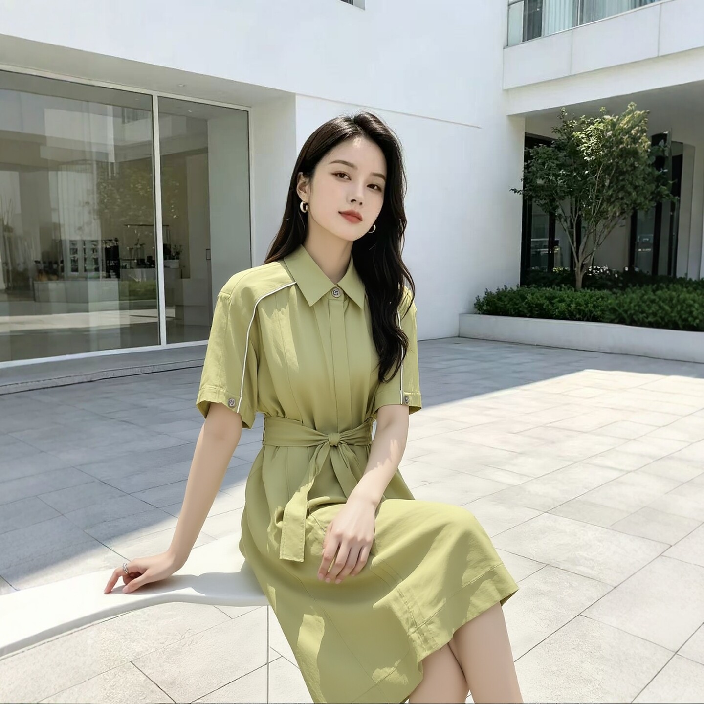 2226夏魅系列 衣佳人折扣女装 娃娃领 腰带收腰 减龄连衣裙
