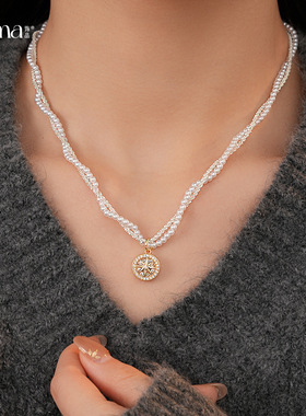 2024冬当季新款 衣佳人折扣 缠绕珍珠八芒星项链骨法式项饰