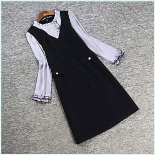 2024春儒系列 衣佳人折扣女装 木耳边领 假2件套 减龄 连衣裙
