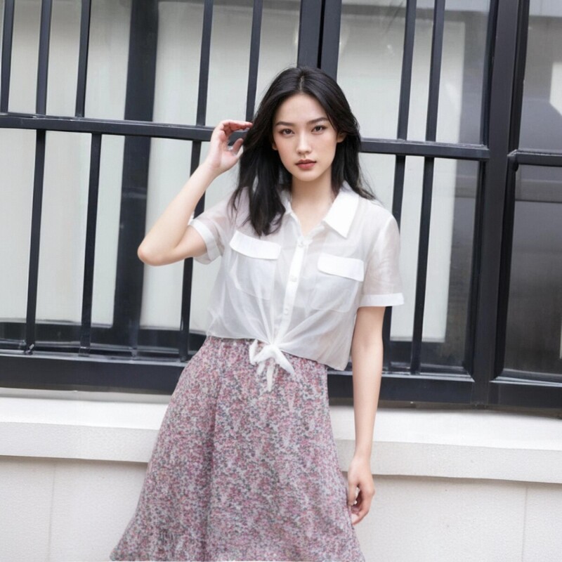 2024夏芩系列 衣佳人折扣女 小碎花连衣裙拼天丝外套 2件套套装
