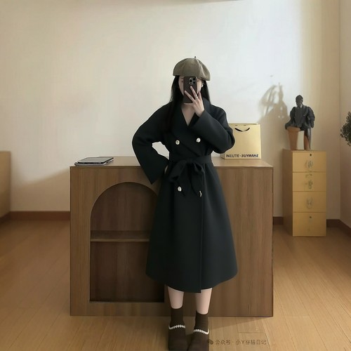 2025冬诚C系列1 衣佳人折扣女装 翻领 腰带收腰 双面呢大衣  1801