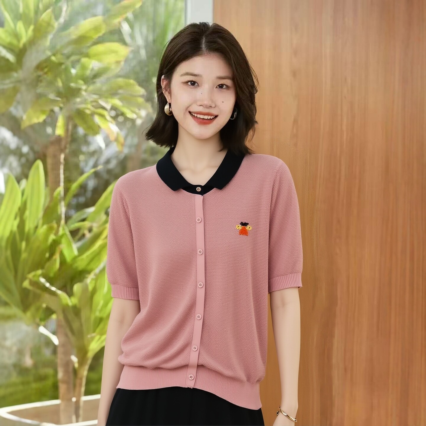 2026夏莱L系列 衣佳人折扣女装 娃娃领 减龄粉嫩 短袖针织衫 23